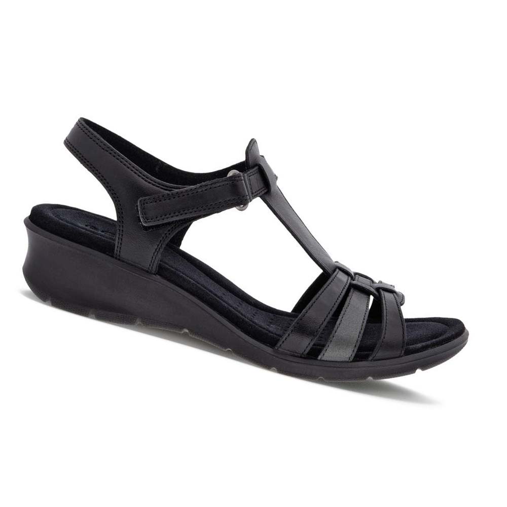 Women\'s Ecco Finola T-bar Straps Sandals Black | SG 175ZUT